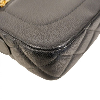 Chanel Shoulder Bag Matelasse Caviar Skin Black Gold Hardware Women