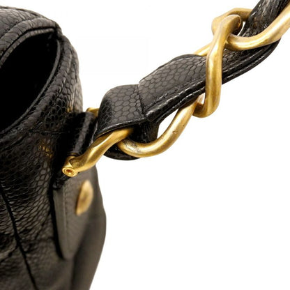 Chanel Shoulder Bag Matelasse Caviar Skin Black Gold Hardware Women