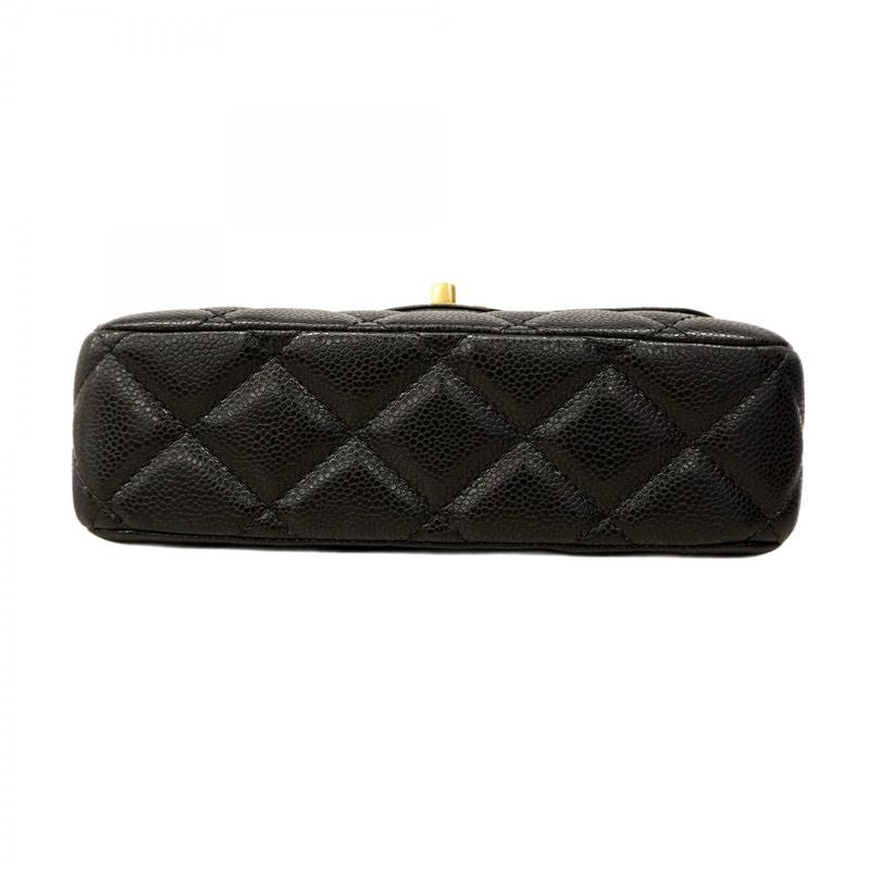 Chanel Shoulder Bag Matelasse Caviar Skin Black Gold Hardware Women