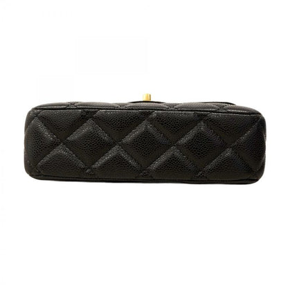Chanel Shoulder Bag Matelasse Caviar Skin Black Gold Hardware Women