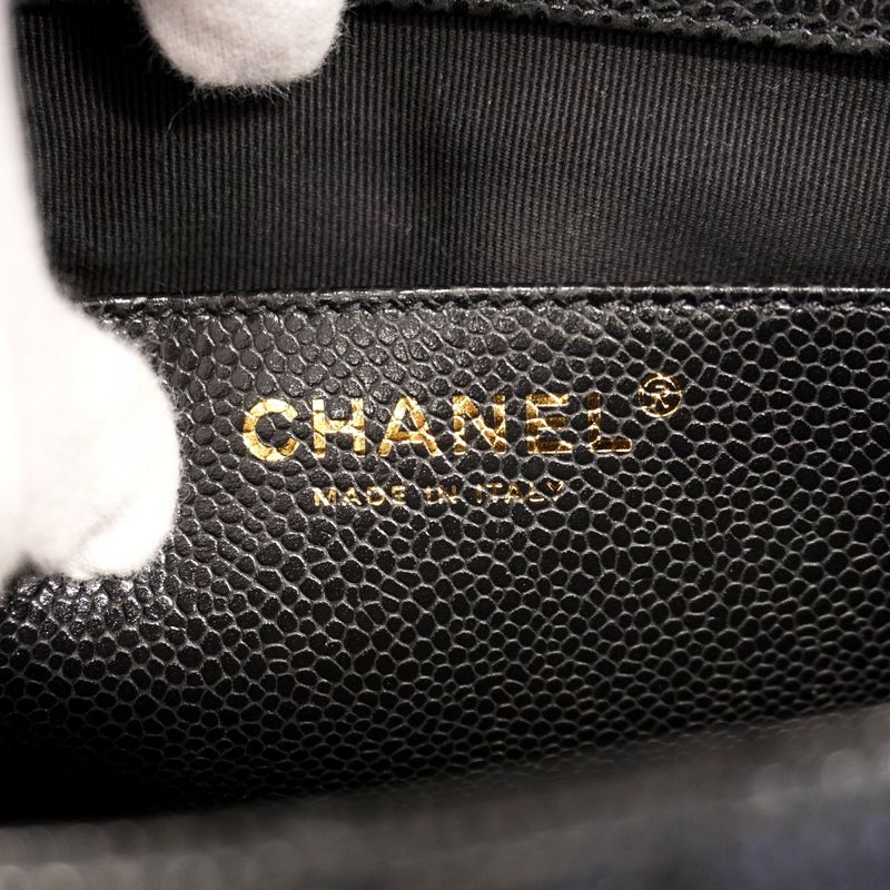 Chanel Shoulder Bag Matelasse Caviar Skin Black Gold Hardware Women