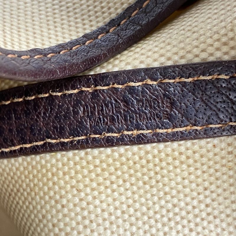 Hermes Tote Bag Garden Party PM Toile Ash Brown Silver Hardware □F Engraved