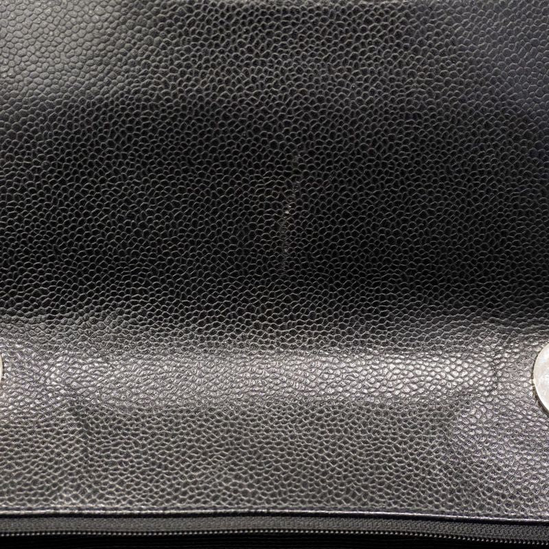 Chanel Shoulder Bag Deca Matelasse Caviar Skin Black Silver Hardware Women