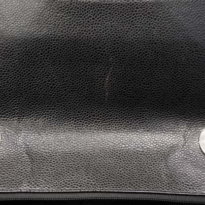 Chanel Shoulder Bag Deca Matelasse Caviar Skin Black Silver Hardware Women