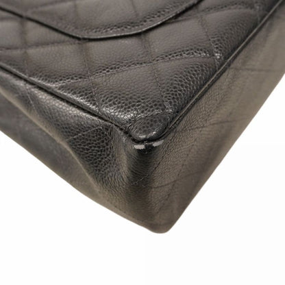 Chanel Shoulder Bag Deca Matelasse Caviar Skin Black Silver Hardware Women
