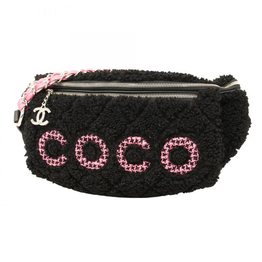 Chanel Waist Bag Coconage Sheepskin Black Silver Hardware Women