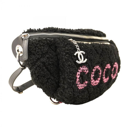 Chanel Waist Bag Coconage Sheepskin Black Silver Hardware Women