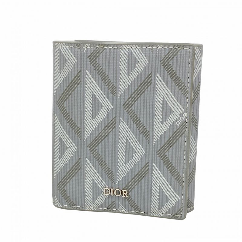 Christian Dior Trifold Wallet PVC Gray Silver Hardware Women