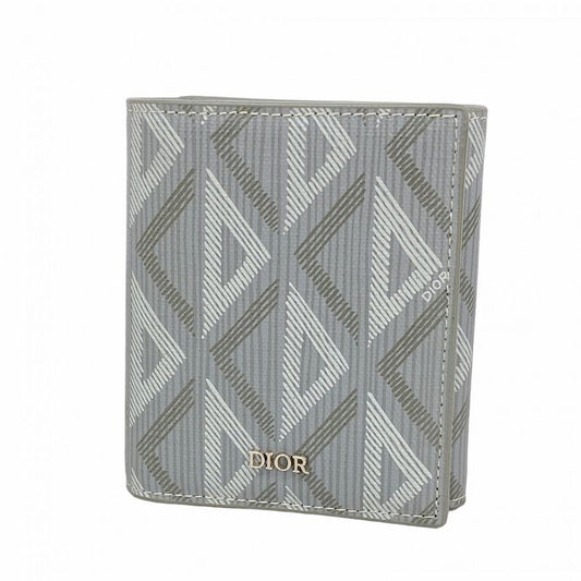 Christian Dior Trifold Wallet PVC Gray Silver Hardware Women