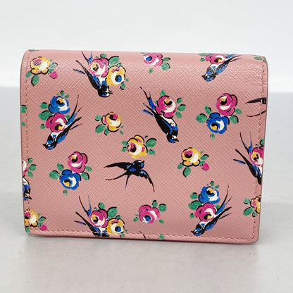 Prada Wallet Leather Pink Silver Hardware Ladies