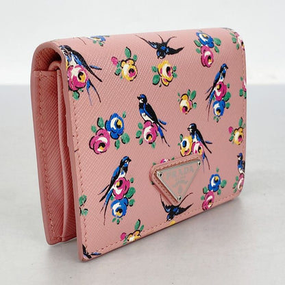Prada Wallet Leather Pink Silver Hardware Ladies