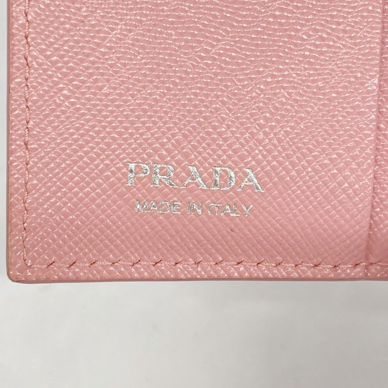 Prada Wallet Leather Pink Silver Hardware Ladies