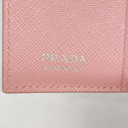 Prada Wallet Leather Pink Silver Hardware Ladies