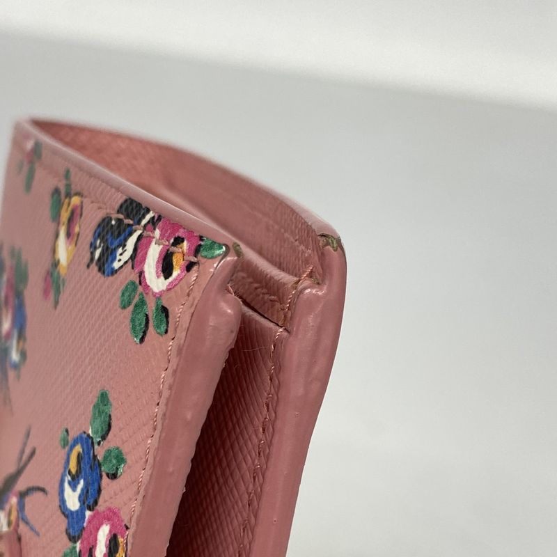 Prada Wallet Leather Pink Silver Hardware Ladies