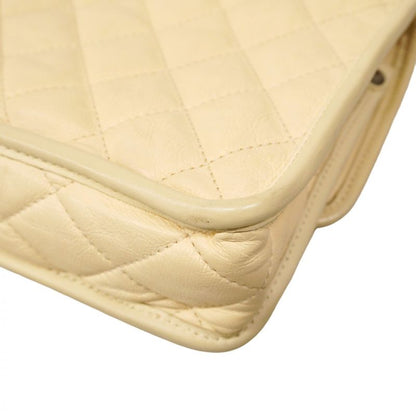 Chanel Shoulder Bag Damier French Riviera Leather Ivory Silver Hardware Women