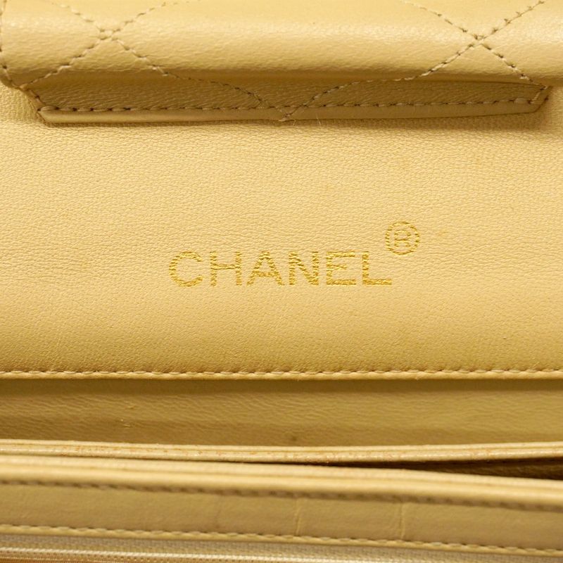 Chanel Shoulder Bag Matelasse Lambskin Beige Gold Hardware Women