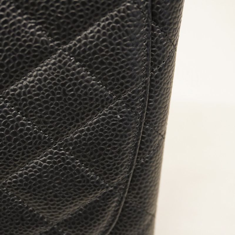 Chanel Long Wallet Matelasse Caviar Skin Black Gold Hardware Women