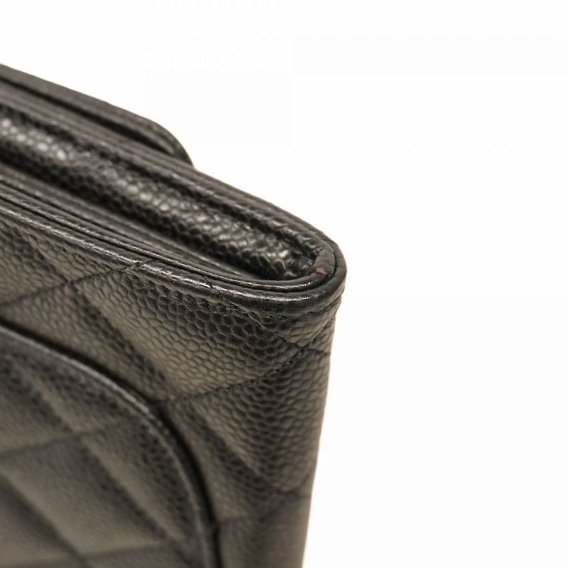 Chanel Long Wallet Matelasse Caviar Skin Black Gold Hardware Women