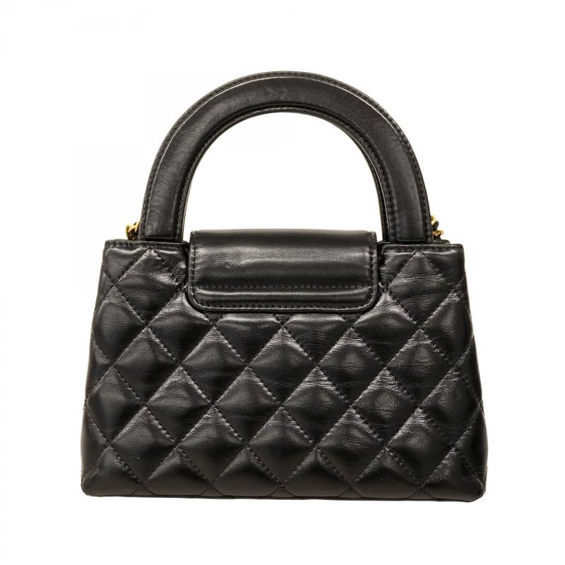 Chanel Handbag Matelasse Calfskin Black Gold Hardware 2way Bag Ladies