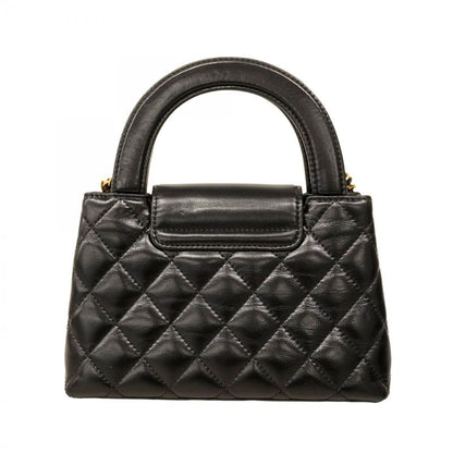 Chanel Handbag Matelasse Calfskin Black Gold Hardware 2way Bag Ladies