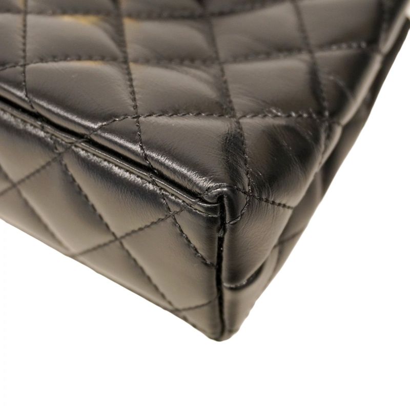 Chanel Handbag Matelasse Calfskin Black Gold Hardware 2way Bag Ladies