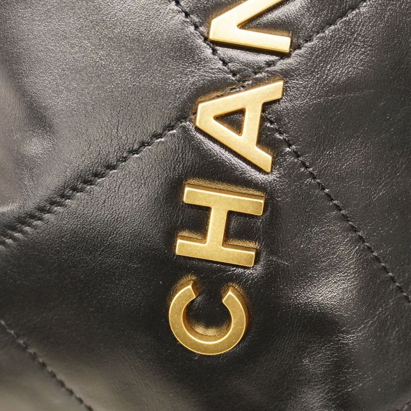 Chanel Shoulder Bag Chanel 22 Calfskin Black Gold Hardware Women