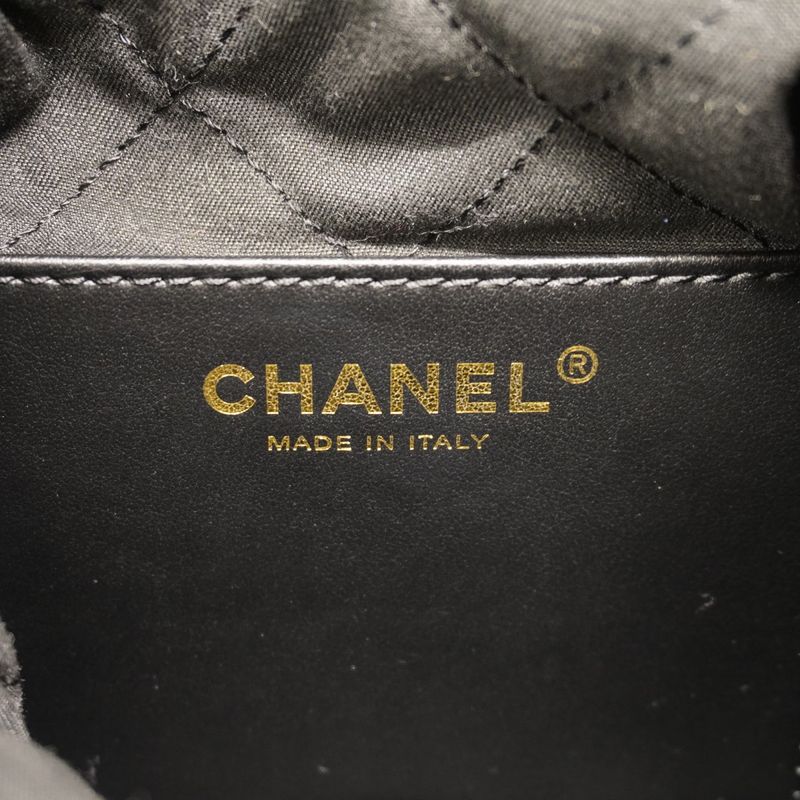 Chanel Shoulder Bag Chanel 22 Calfskin Black Gold Hardware Women