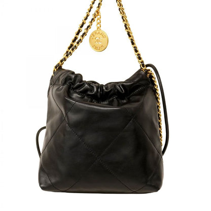 Chanel Shoulder Bag Chanel 22 Calfskin Black Gold Hardware Women