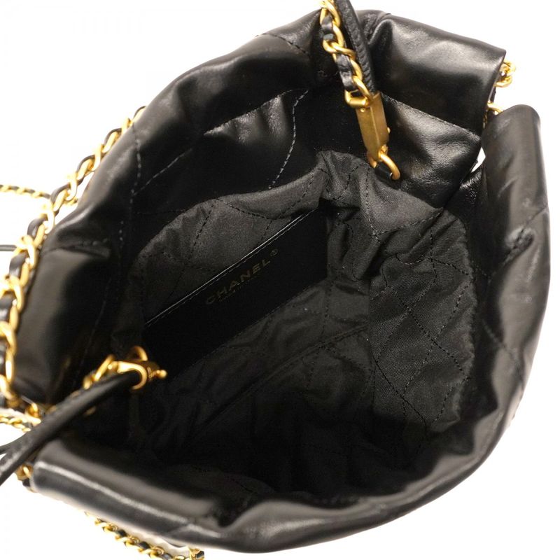 Chanel Shoulder Bag Chanel 22 Calfskin Black Gold Hardware Women