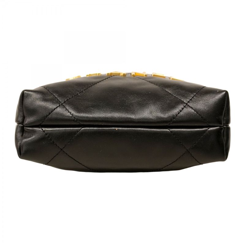 Chanel Shoulder Bag Chanel 22 Calfskin Black Gold Hardware Women