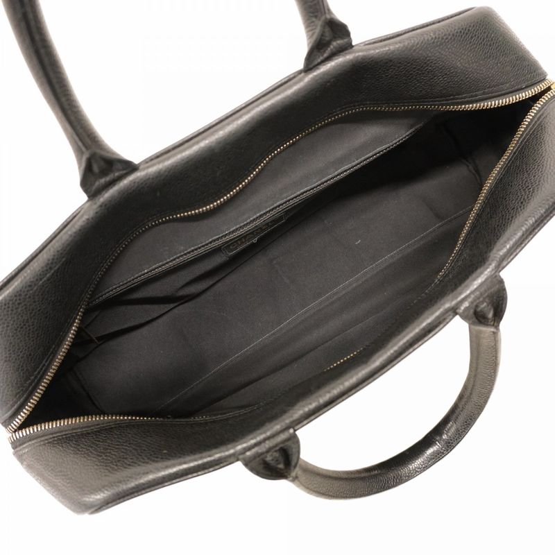 Chanel Handbag Matelasse Caviar Skin Black Gold Hardware Women