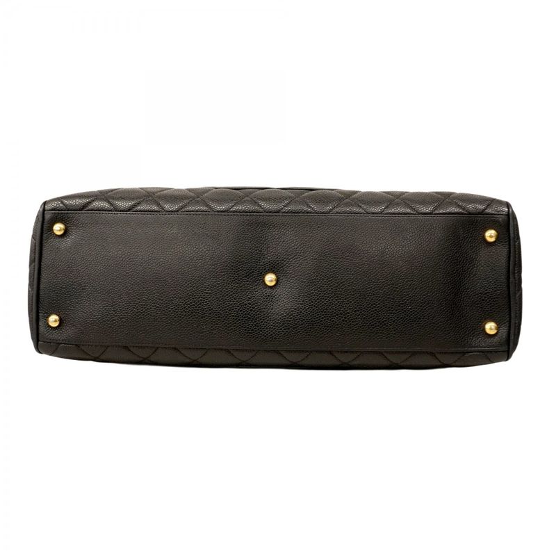 Chanel Handbag Matelasse Caviar Skin Black Gold Hardware Women