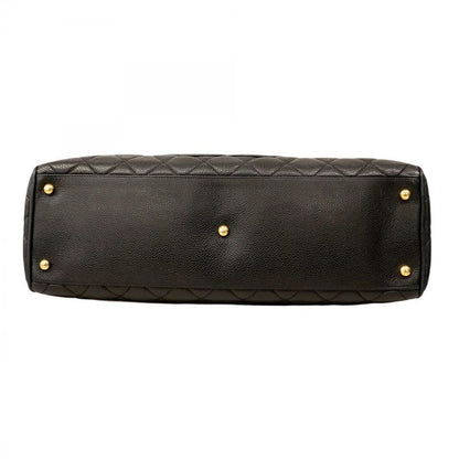 Chanel Handbag Matelasse Caviar Skin Black Gold Hardware Women