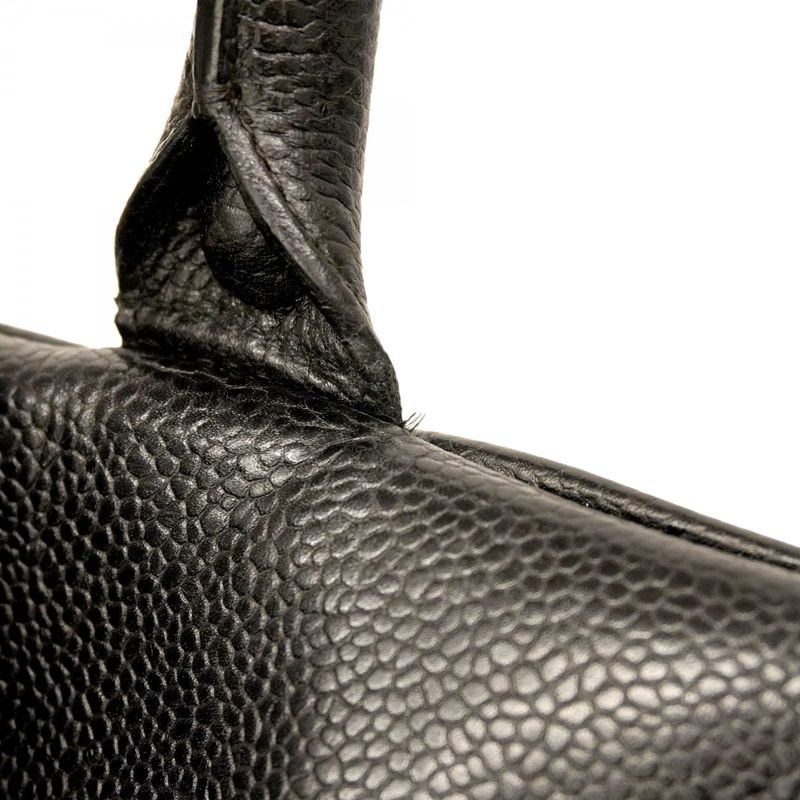 Chanel Handbag Matelasse Caviar Skin Black Gold Hardware Women