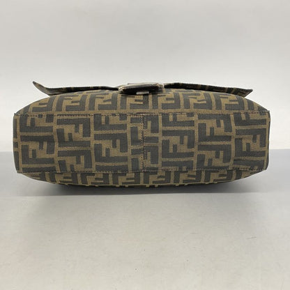 Fendi Shoulder Bag Zucca Mamma Bucket Nylon Canvas Brown Silver Hardware Women