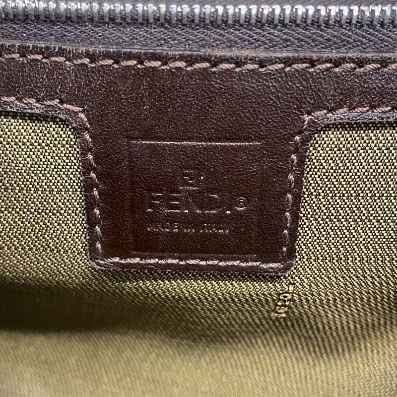 Fendi Shoulder Bag Zucca Mamma Bucket Nylon Canvas Brown Silver Hardware Women