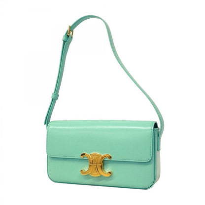 Celine Shoulder Bag Triomphe Claude Leather Mint Green Gold Hardware Women