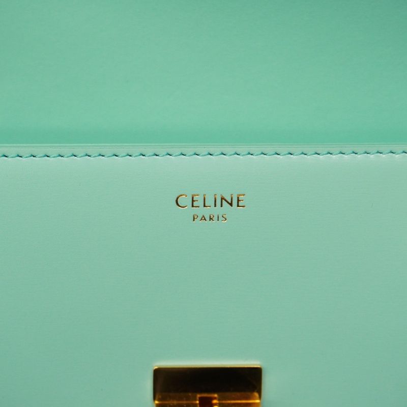 Celine Shoulder Bag Triomphe Claude Leather Mint Green Gold Hardware Women