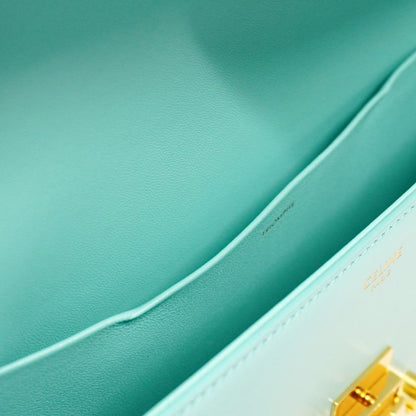 Celine Shoulder Bag Triomphe Claude Leather Mint Green Gold Hardware Women