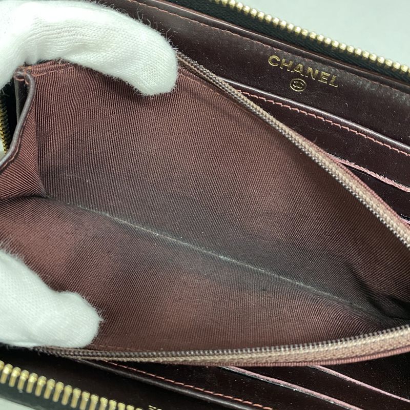 Chanel Long Wallet Matelasse Caviar Skin Black Gold Hardware Women