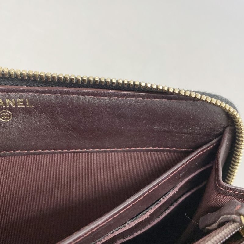 Chanel Long Wallet Matelasse Caviar Skin Black Gold Hardware Women