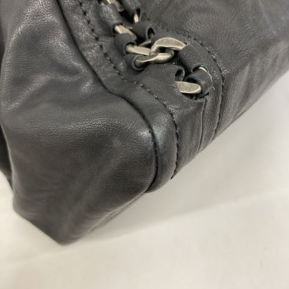 Chanel Shoulder Bag Leather Black Silver Hardware Women