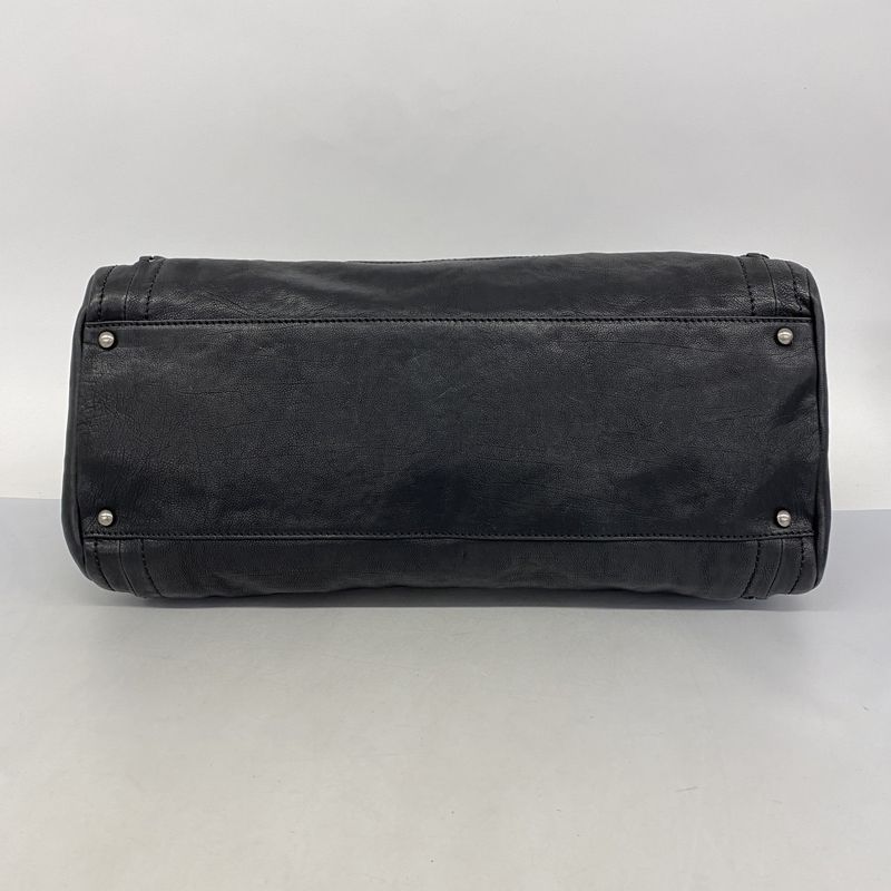 Chanel Shoulder Bag Leather Black Silver Hardware Women