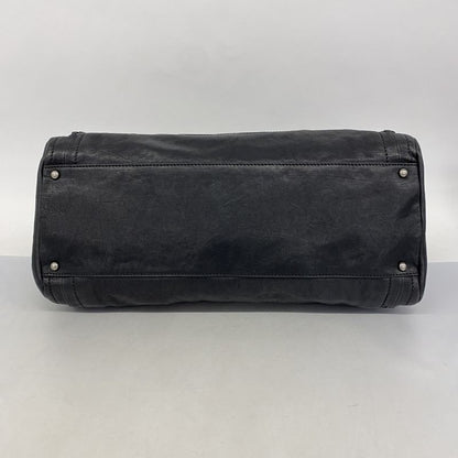 Chanel Shoulder Bag Leather Black Silver Hardware Women