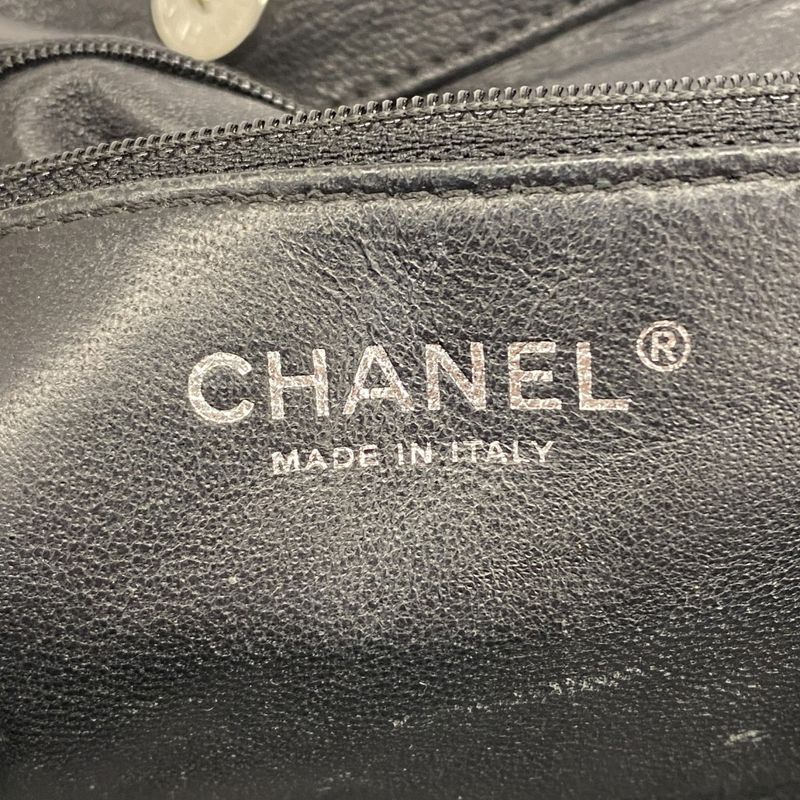 Chanel Shoulder Bag Leather Black Silver Hardware Women