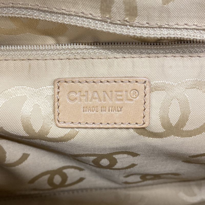 Chanel Tote Bag Leather Beige Women's
