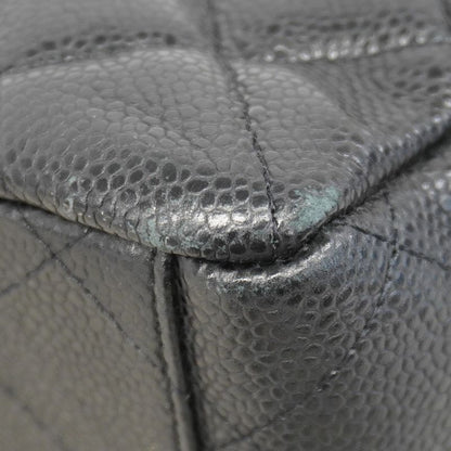 Chanel Shoulder Bag Deca Matelasse Caviar Skin Black Silver Hardware Women