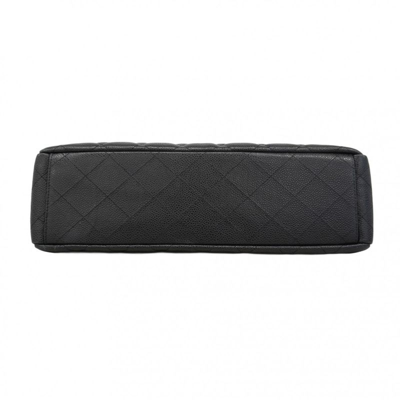 Chanel Shoulder Bag Deca Matelasse Caviar Skin Black Silver Hardware Women