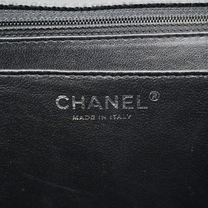 Chanel Shoulder Bag Deca Matelasse Caviar Skin Black Silver Hardware Women