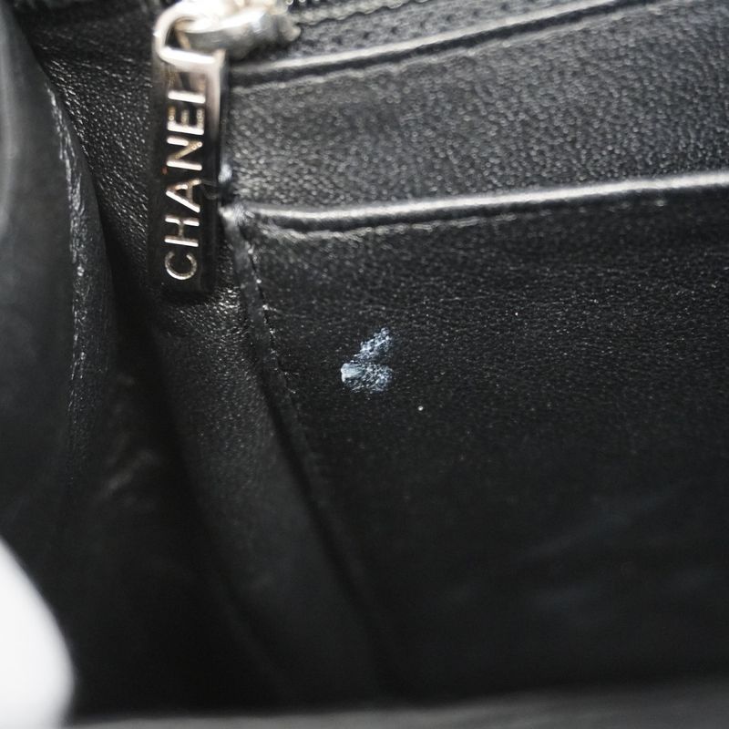 Chanel Shoulder Bag Deca Matelasse Caviar Skin Black Silver Hardware Women